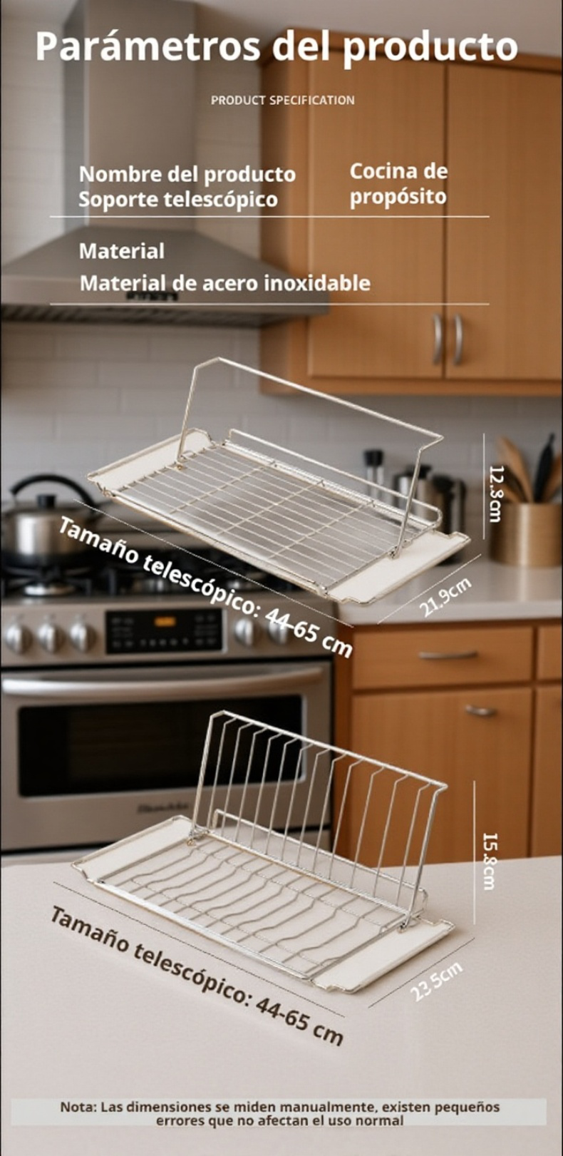 Estante de cocina resistente de acero inoxidable para escurrir