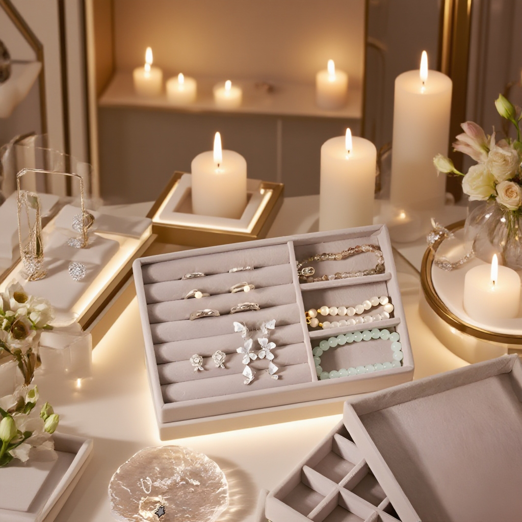 フランネルジュエリー収納ボックス 高級大容量ジュエリーボックス リング イヤリング ハンドジュエリー ネックレス収納ラックセット