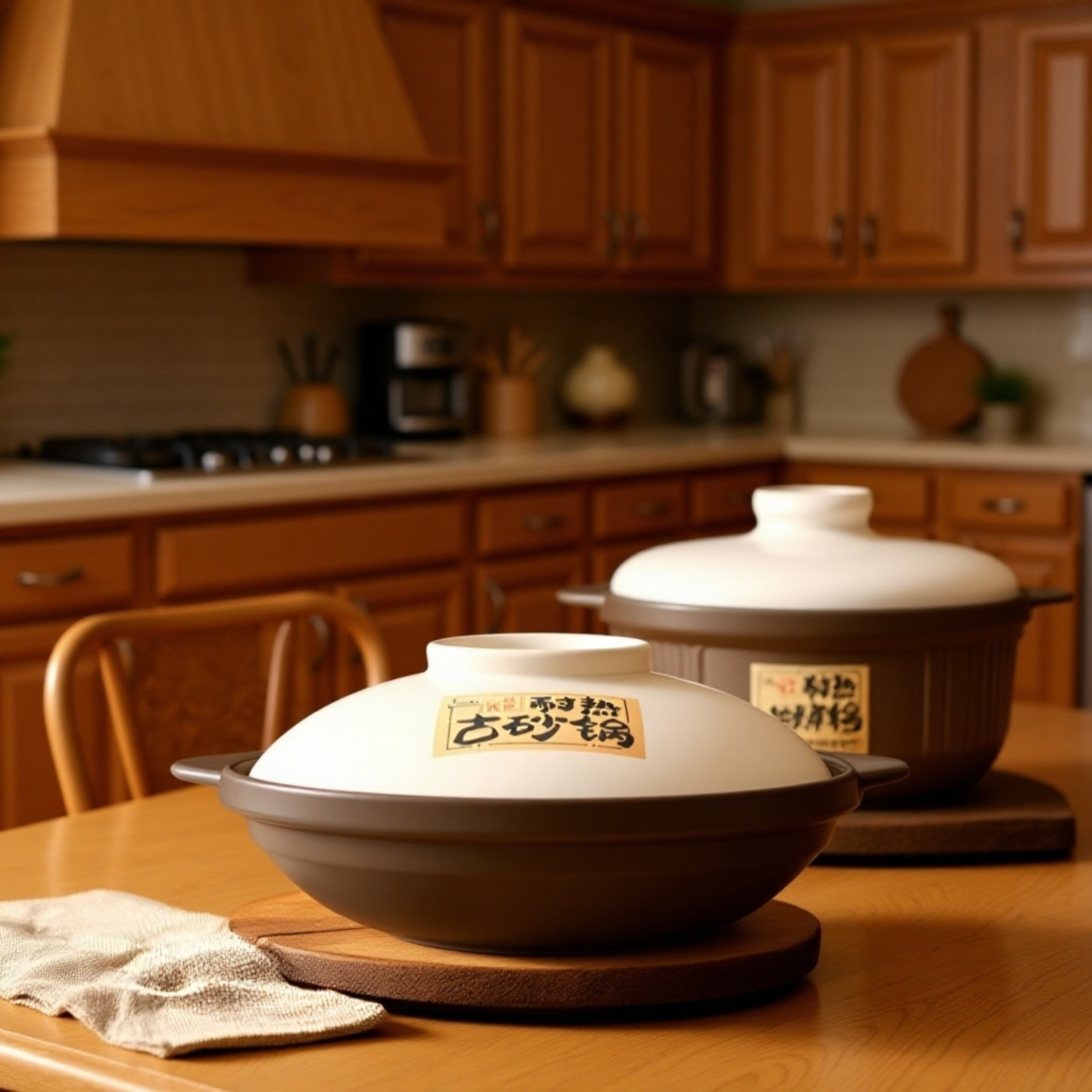 ガスコンロ対応 家庭用大容量耐熱土鍋 6/8/9号 1〜2人・3〜4人用