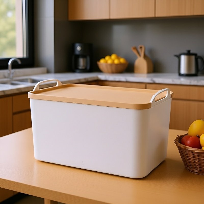 Boîte de rangement domestique en plastique avec couvercle pour vêtements et bric-à-brac
