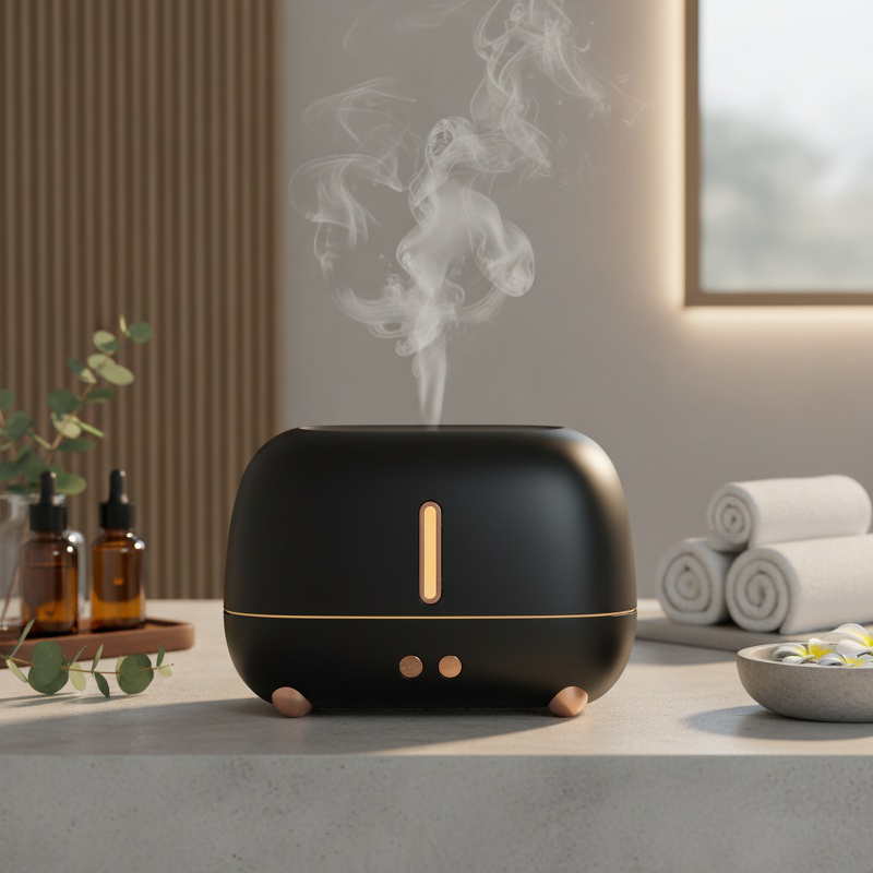 Humidificateur et diffuseur d'arômes à flamme colorée USB