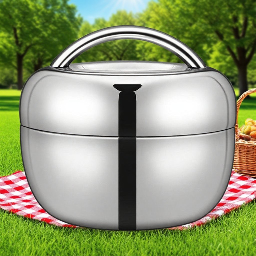 Stainless steel circular double-layer insulated lunch box
