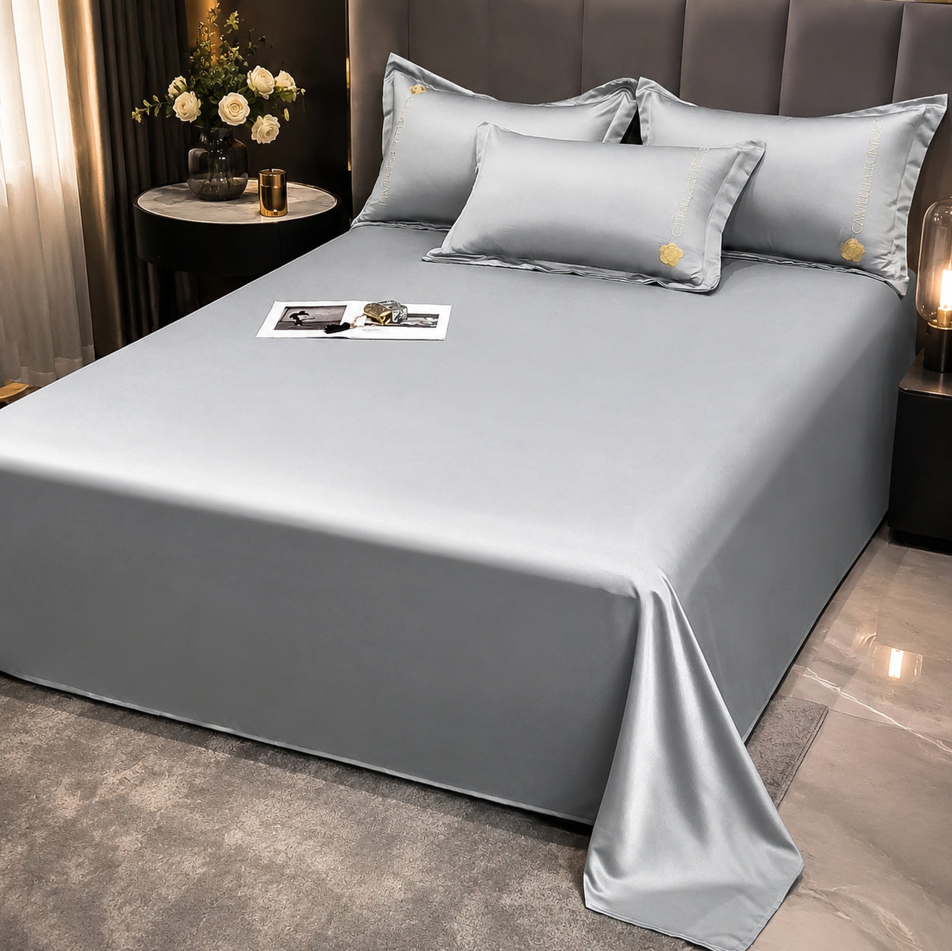 Ice Silk Cool Bedspread Set, Breathable and Skin-friendly, Reactive Dyeing