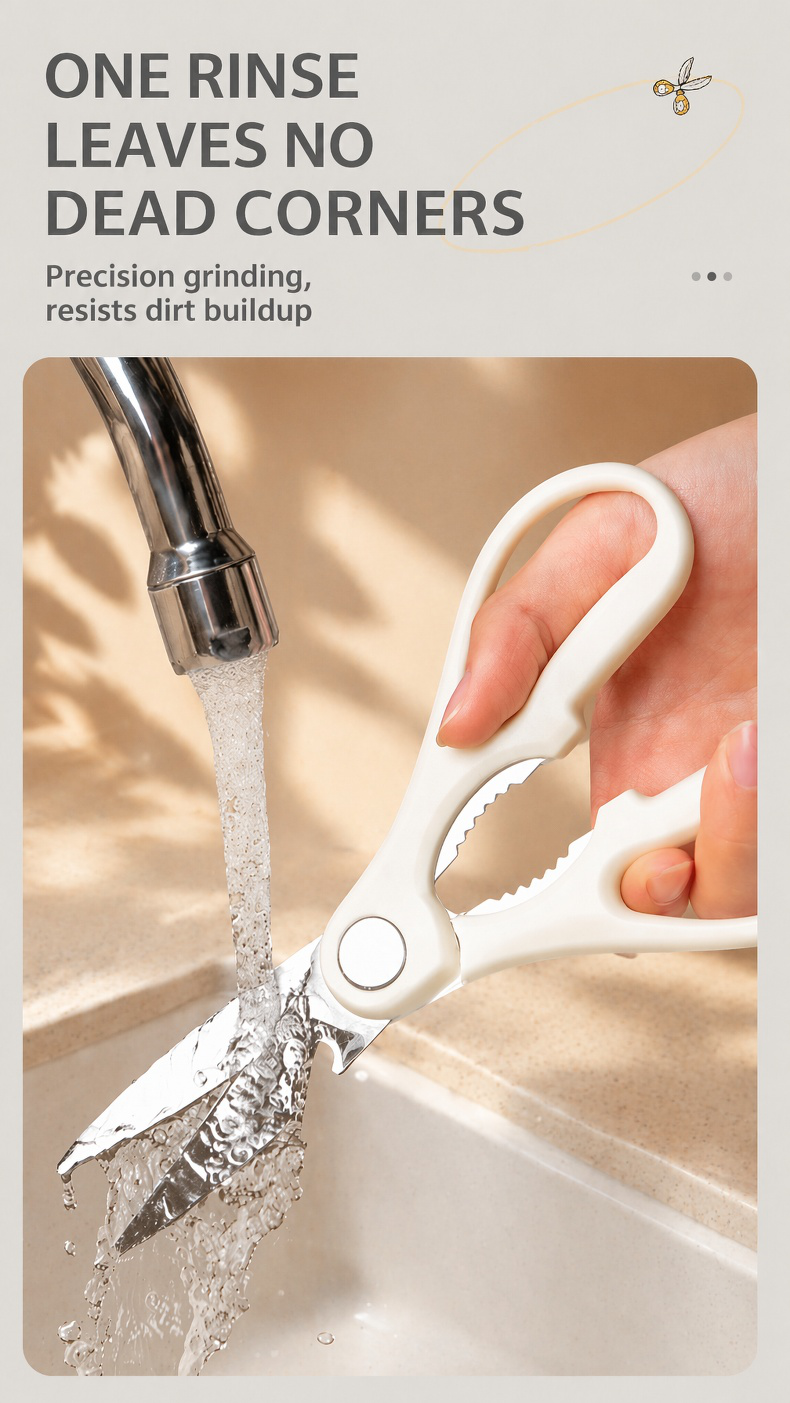 Ergonomic heavy-duty chicken bone scissors in hand
