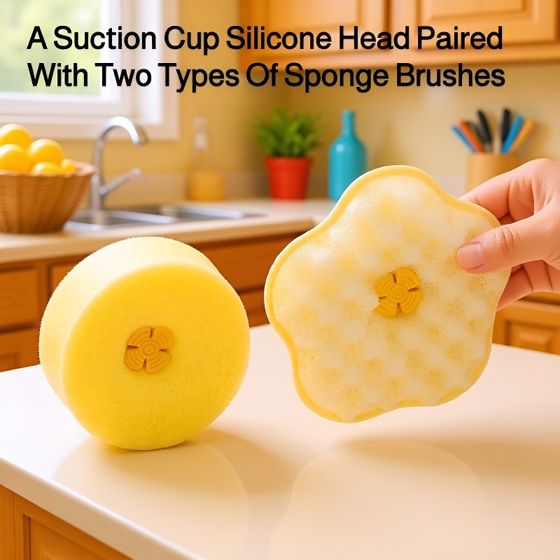 Double-sided Suction Cup Dishwashing Cloth for Kitchen Cleaning