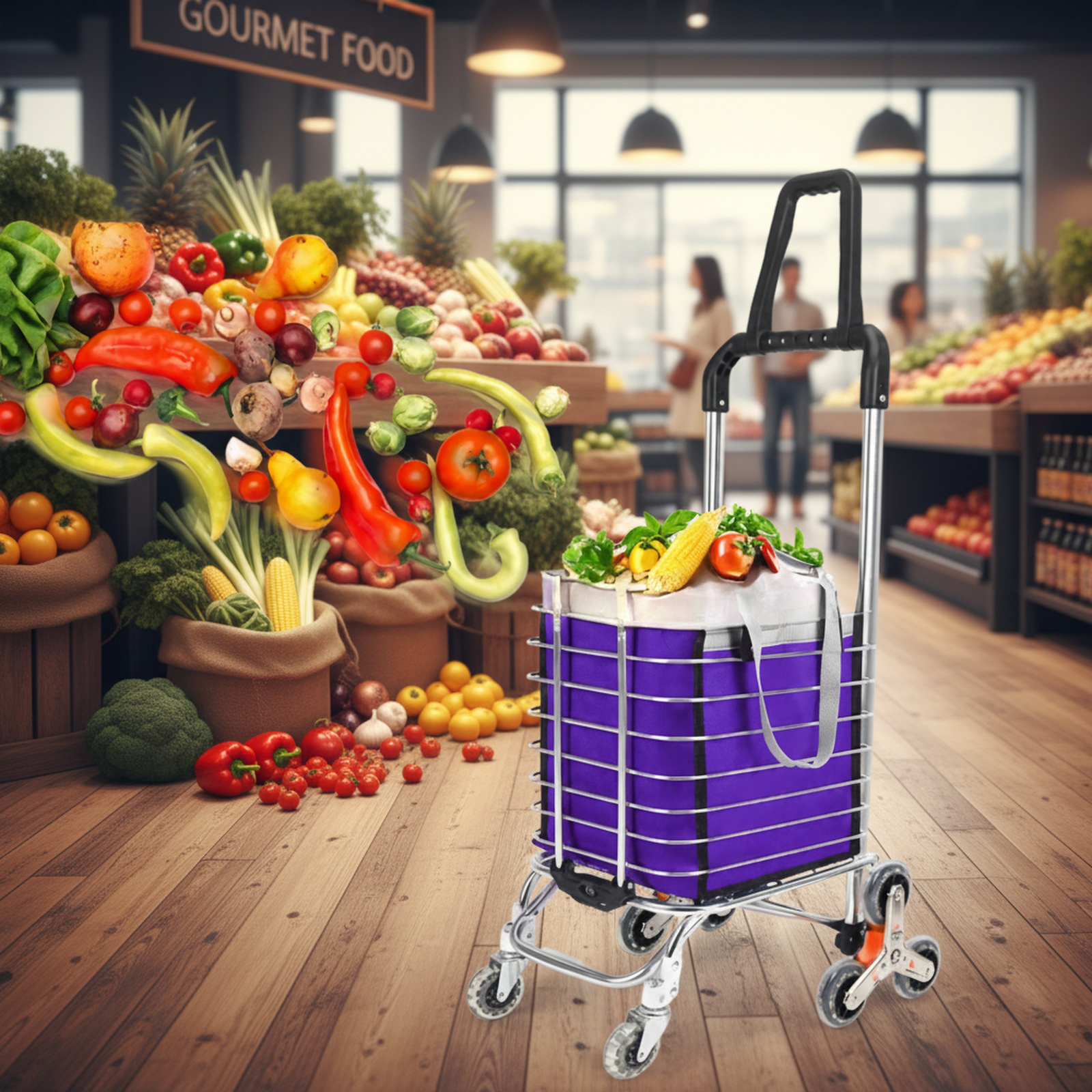 Foldable Shopping Trolley for Home Use, Ideal for Elderly