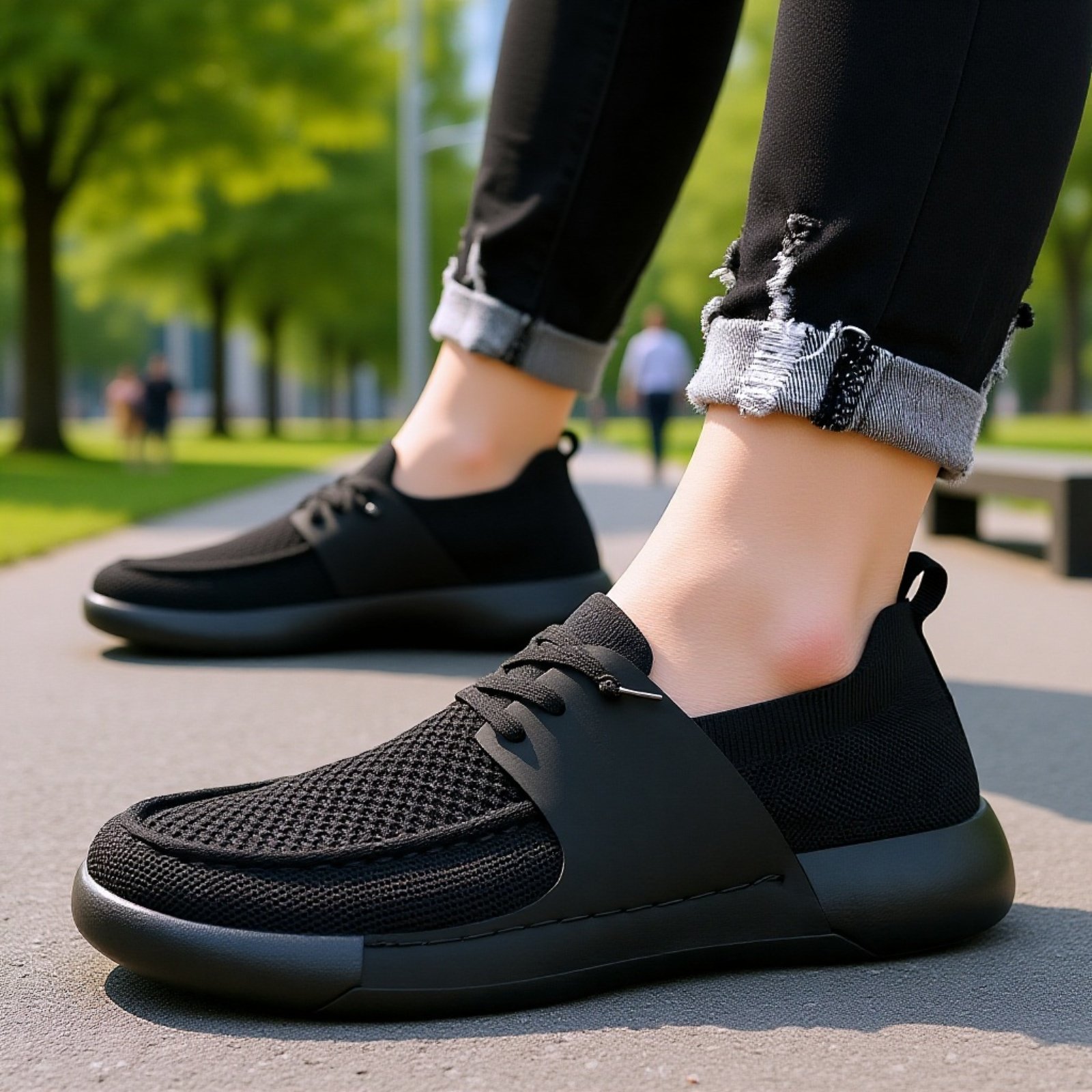 透気性メンズランニングシューズ正面画像