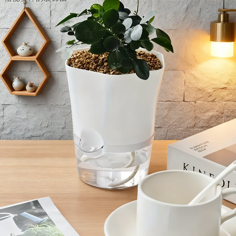 Modern plastic planter for small indoor plants