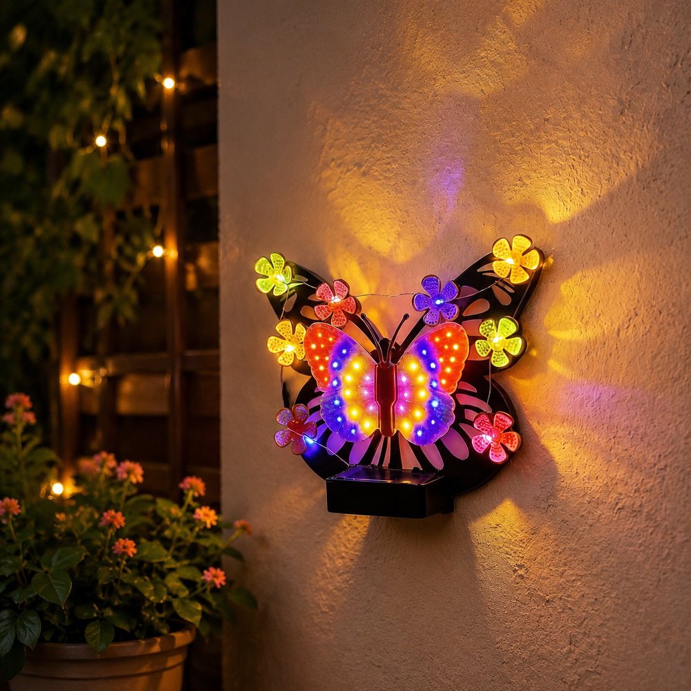 Solar Schmetterling Außenwandleuchte Wasserdicht Garten Dekoration