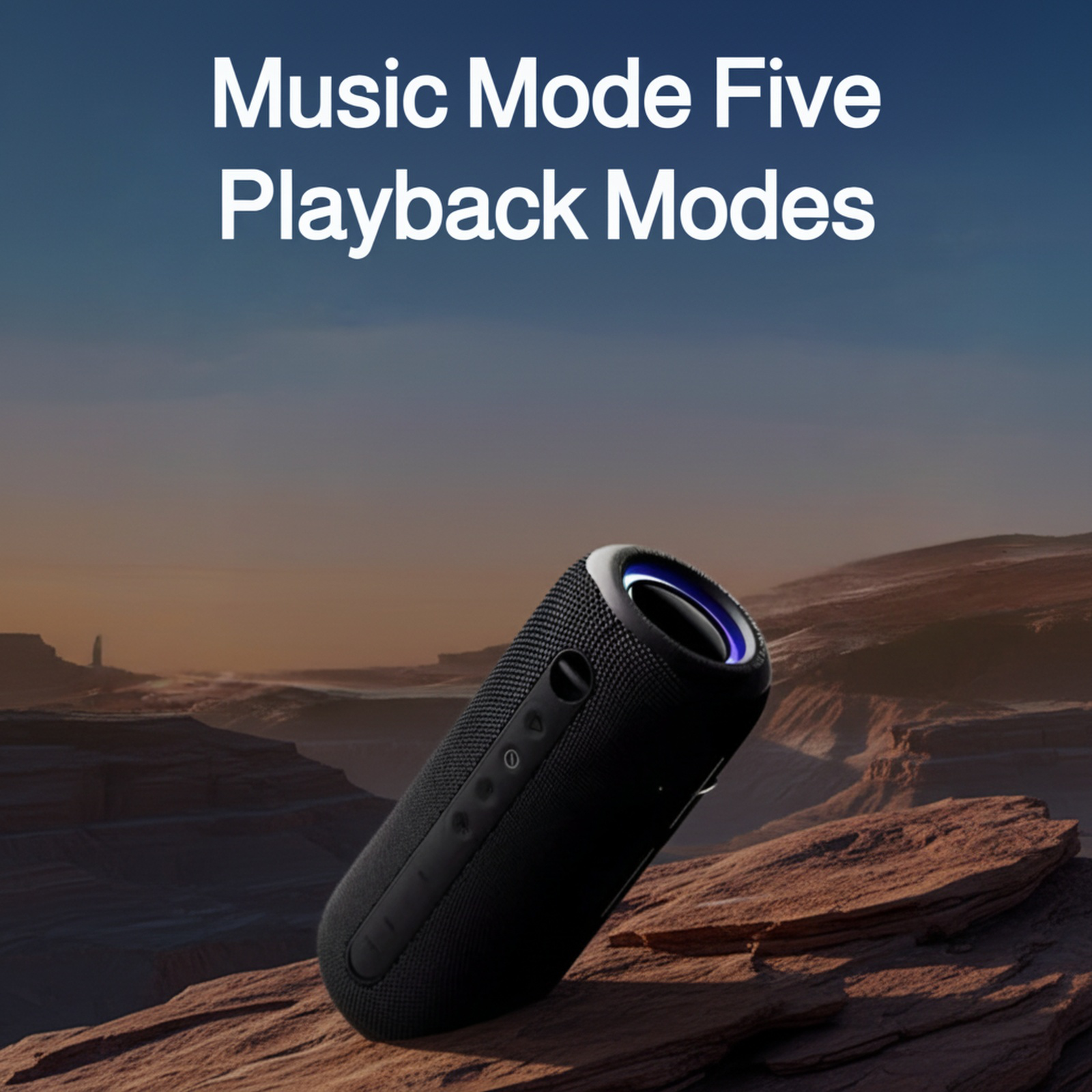 Close-up of speaker controls and waterproof charging port