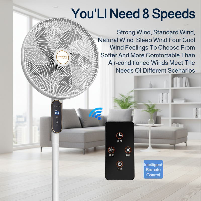 8-Speed Smart Remote Control Home Quiet Powerful Electric Fan