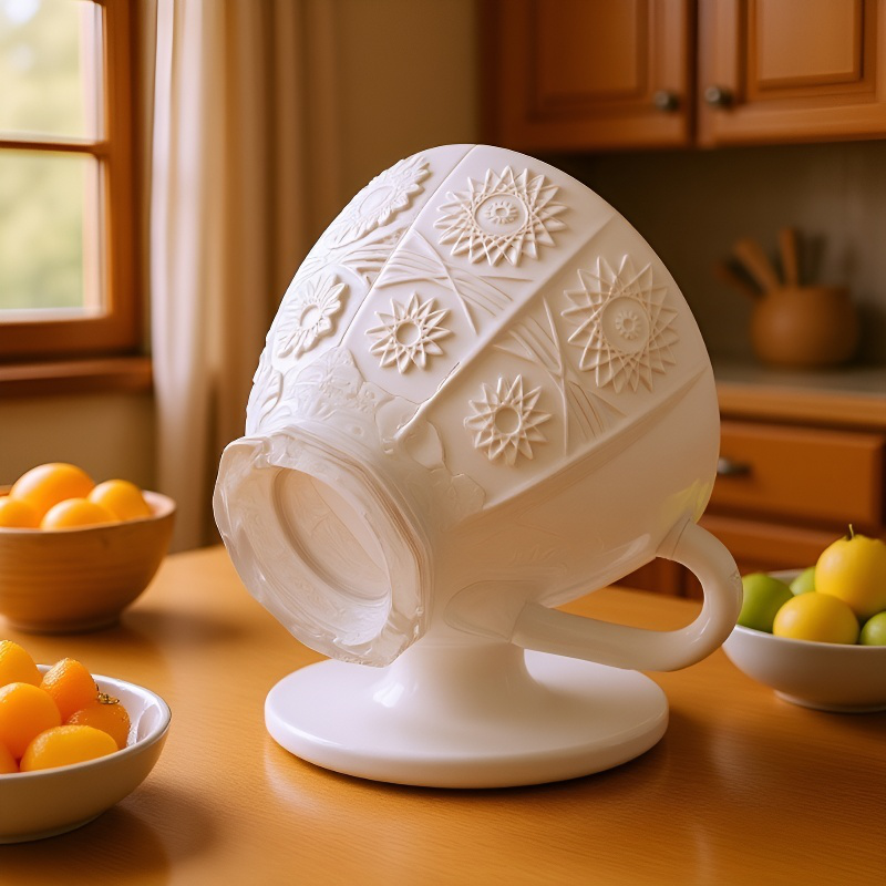 彫刻されたひまわり模様のワイングラス、コーヒーカップ、ティーソーサーセット