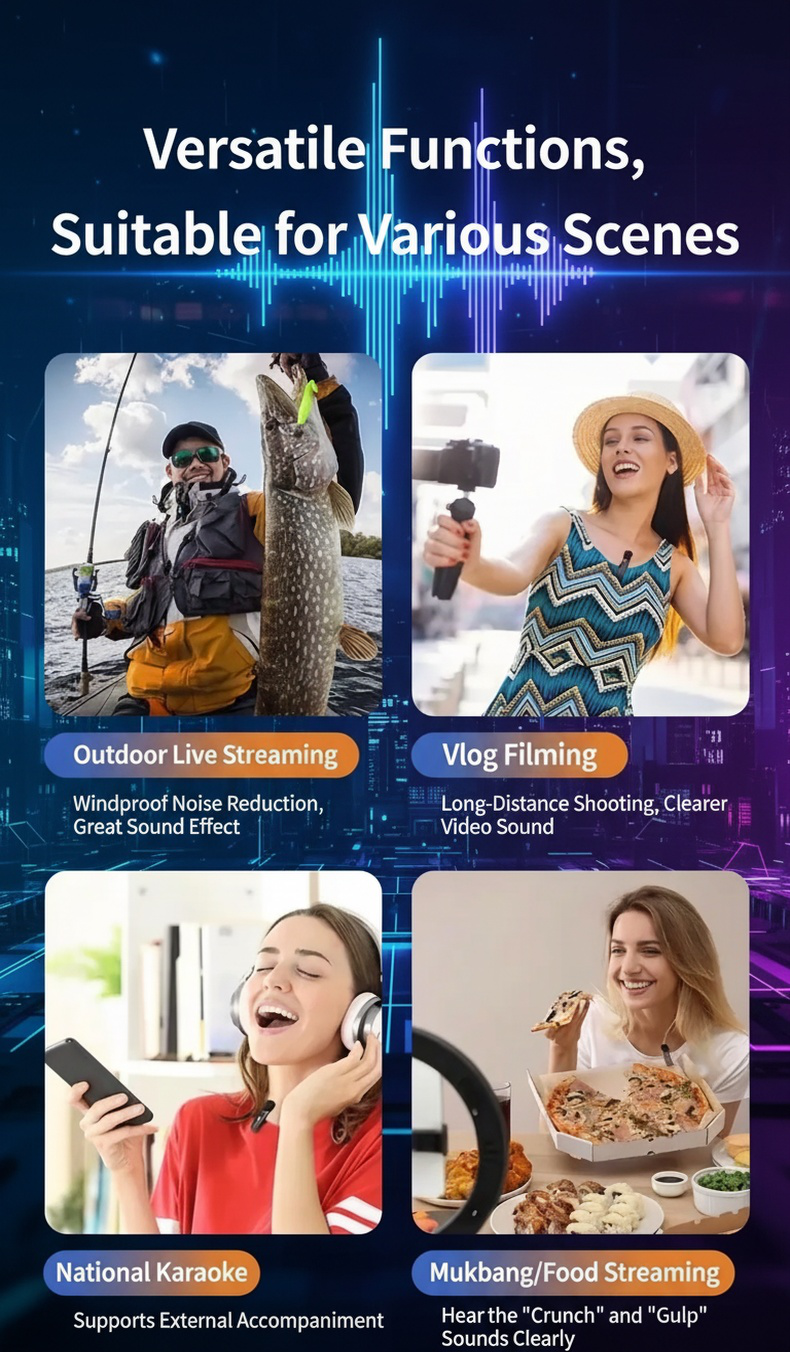 Noise reduction wireless clip-on microphone