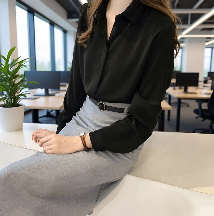 봄 시즌에 어울리는 쉬폰 긴팔 셔츠