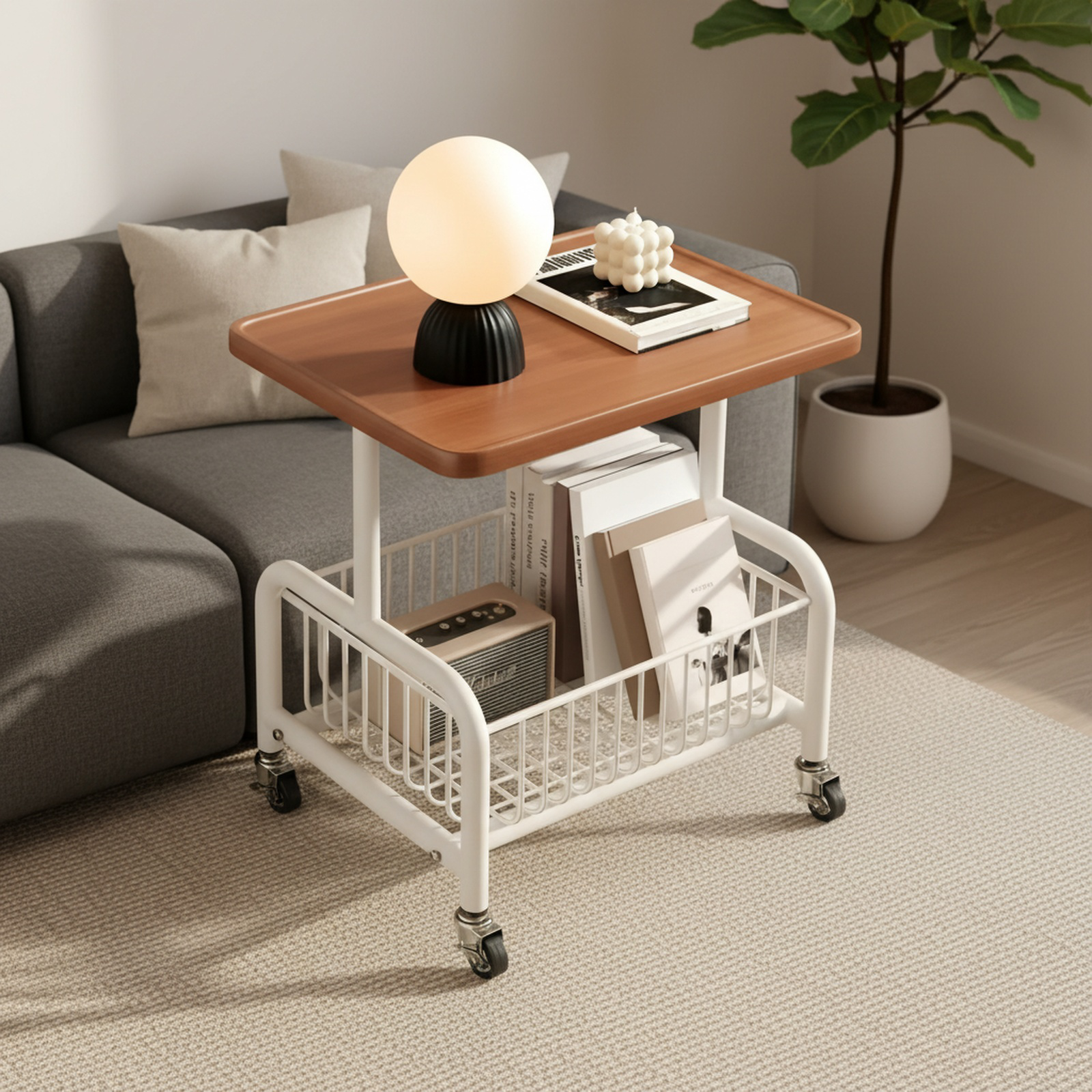 Flexibles Bücherregal mit Rollen
