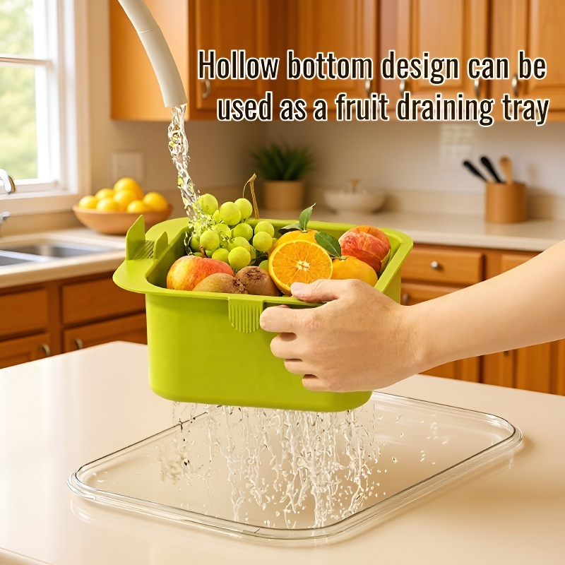 Double-layer draining snack basket for fruit and dried snacks