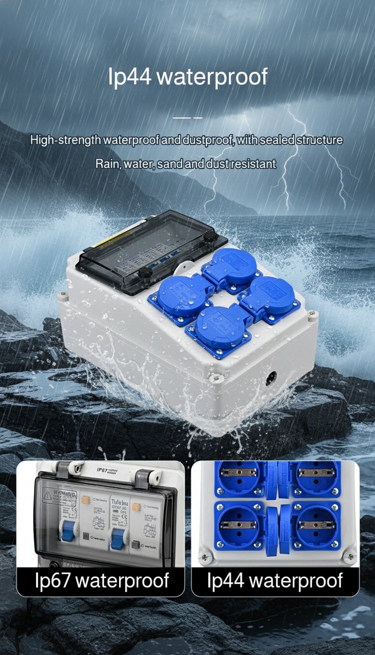 Outdoor electrical socket box with carrying handle