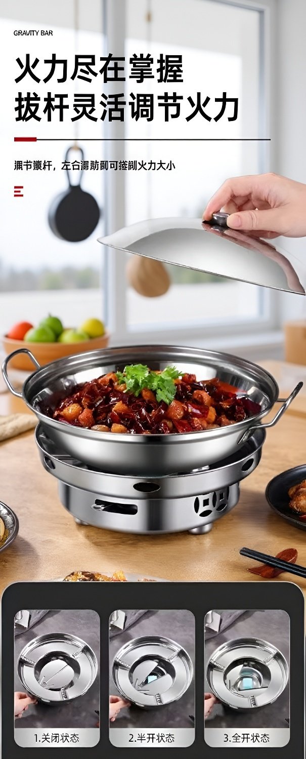 Vista superior de la nueva olla para hot pot con fondo especial