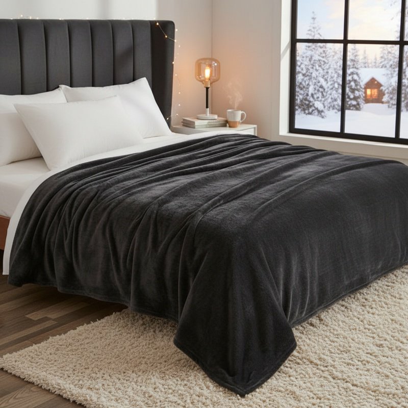 Luxury flannel blanket in living room