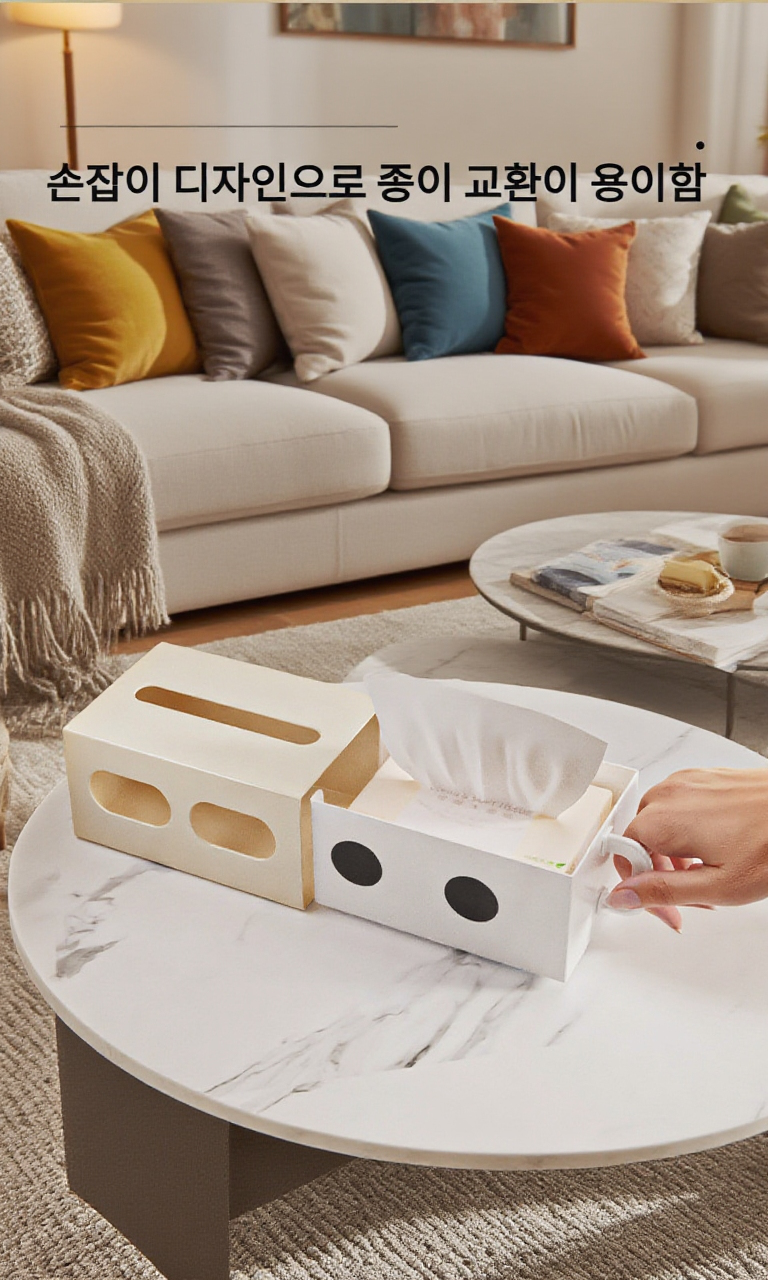 튼튼한 소재의 티슈케이스 디테일