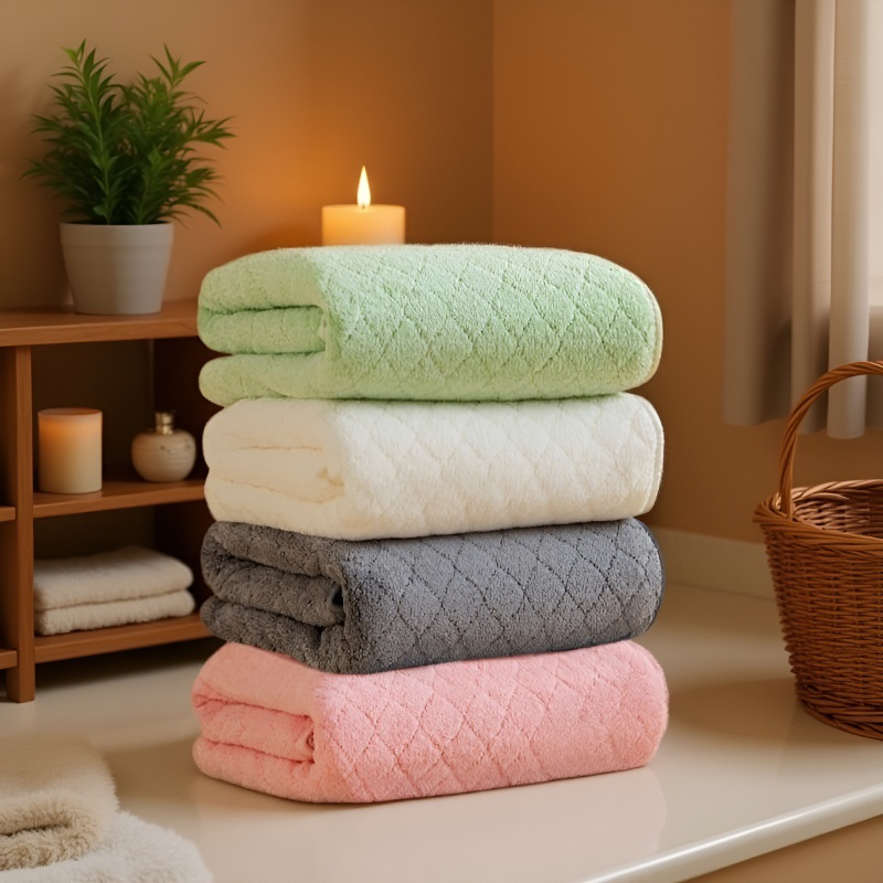 가정용 두꺼운 순면 타월 목욕 세안 머리 흡수 털 빠짐 없는 코랄 타월