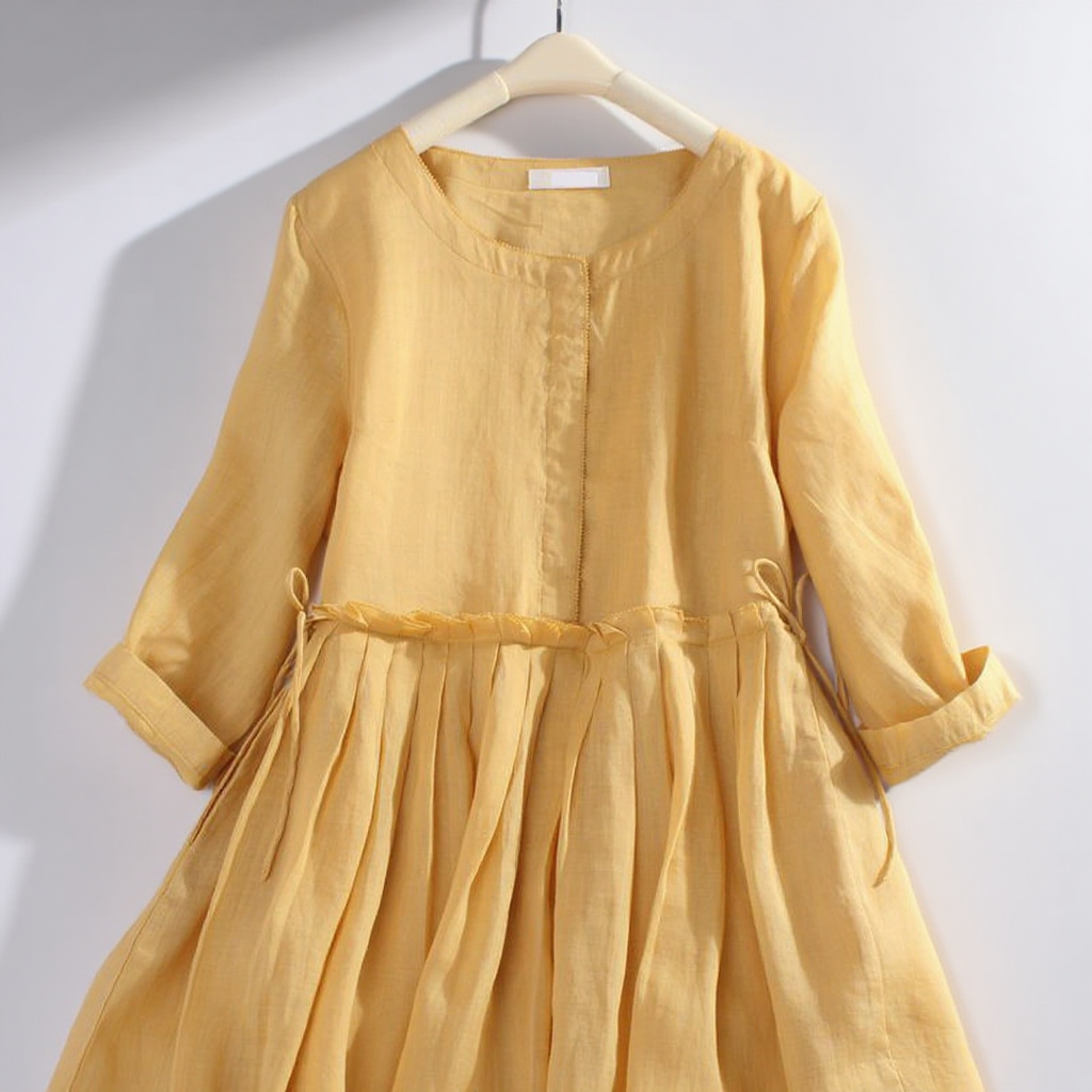 빅사이즈 여성 하프기장 허리 여리여리 원피스 편안한 긴팔 라운드넥 패션 봄여름 원피스