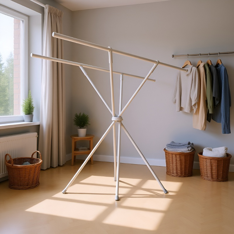 Indoor Clothes Drying Rack, X-Shaped, Foldable, Easy Assembly, No Extending Required, 20kg Load Capa