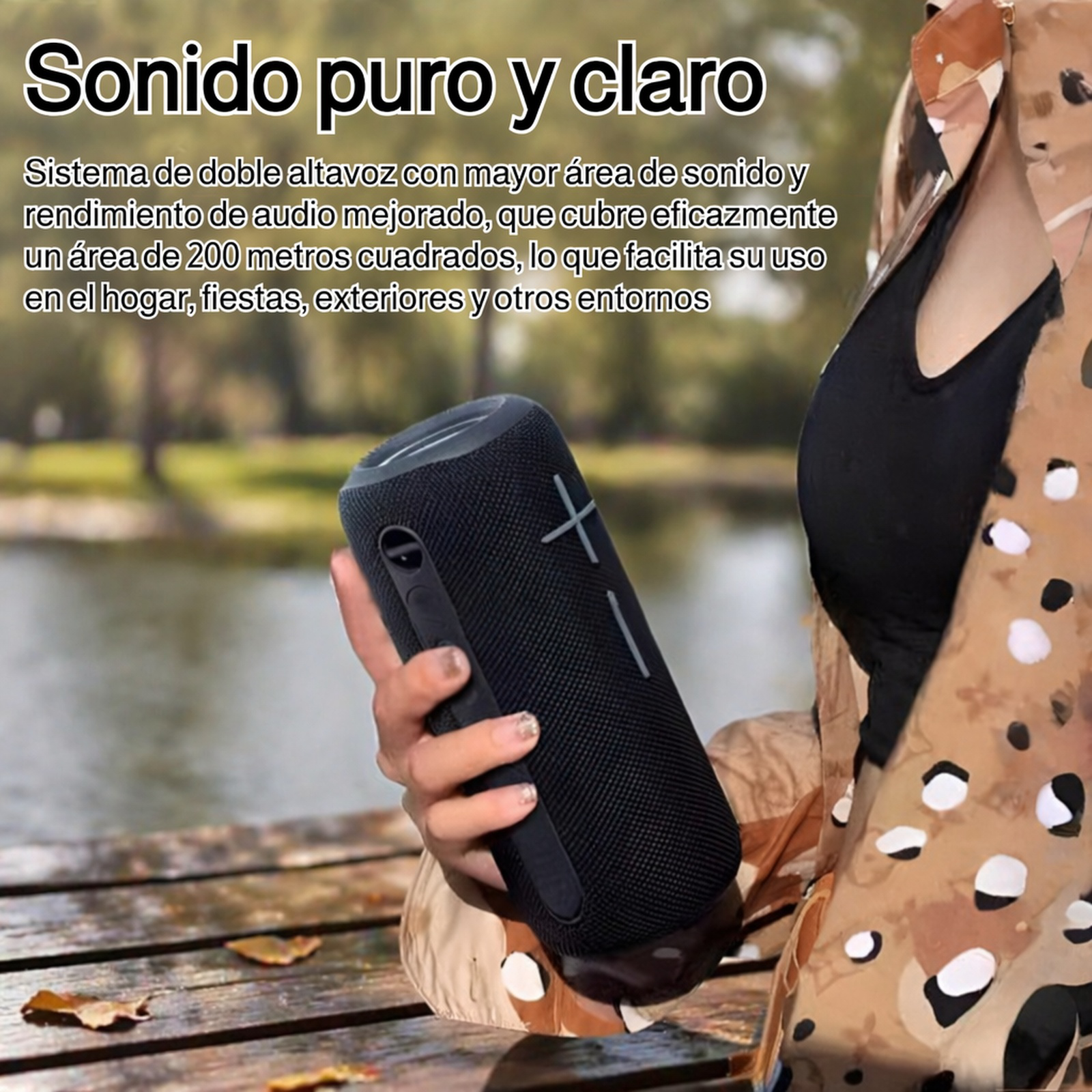 Altavoz Bluetooth inalámbrico portátil de alta potencia, resistente al agua, para exteriores