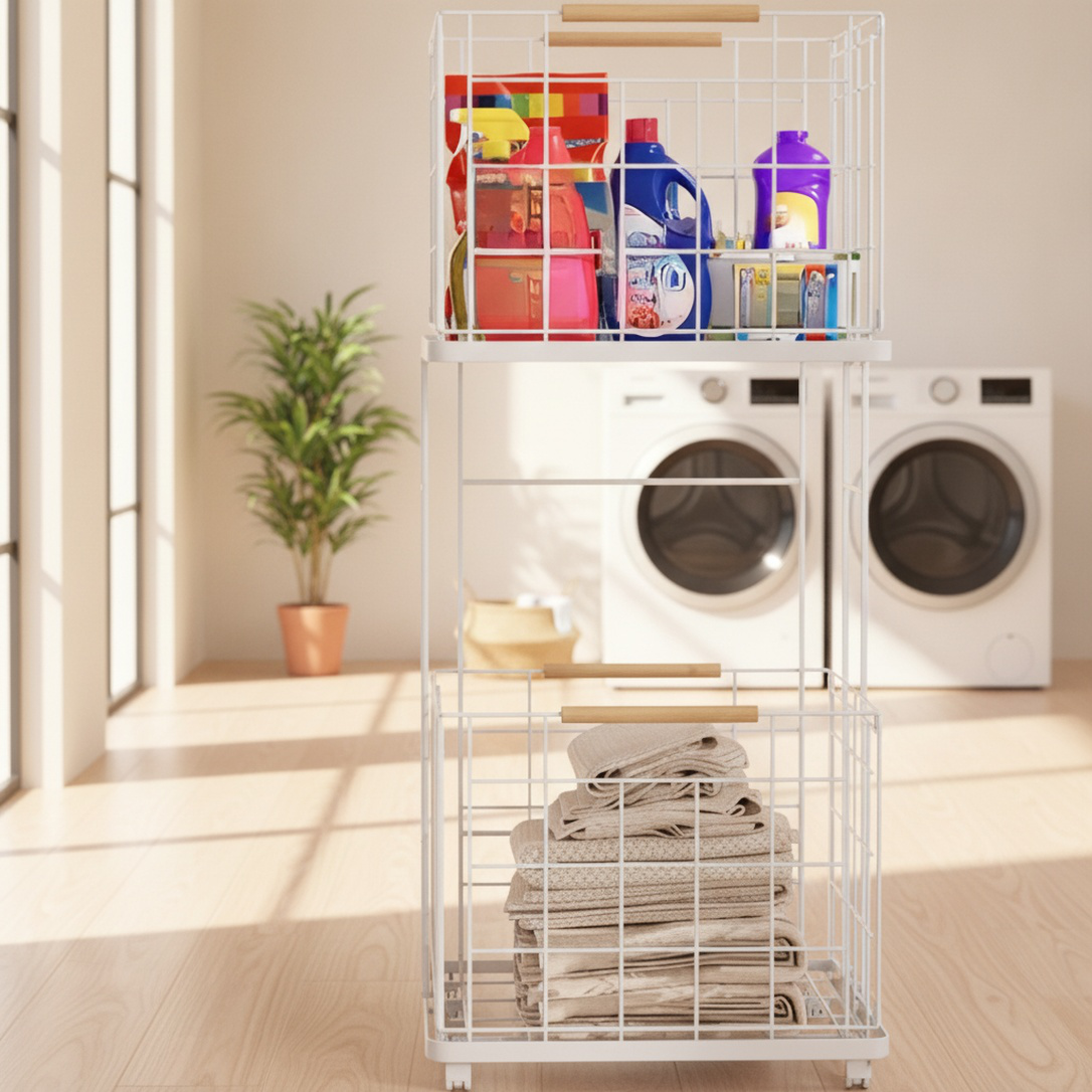 Nordic Style Household Double-Layer Removable Dirty Clothes Basket