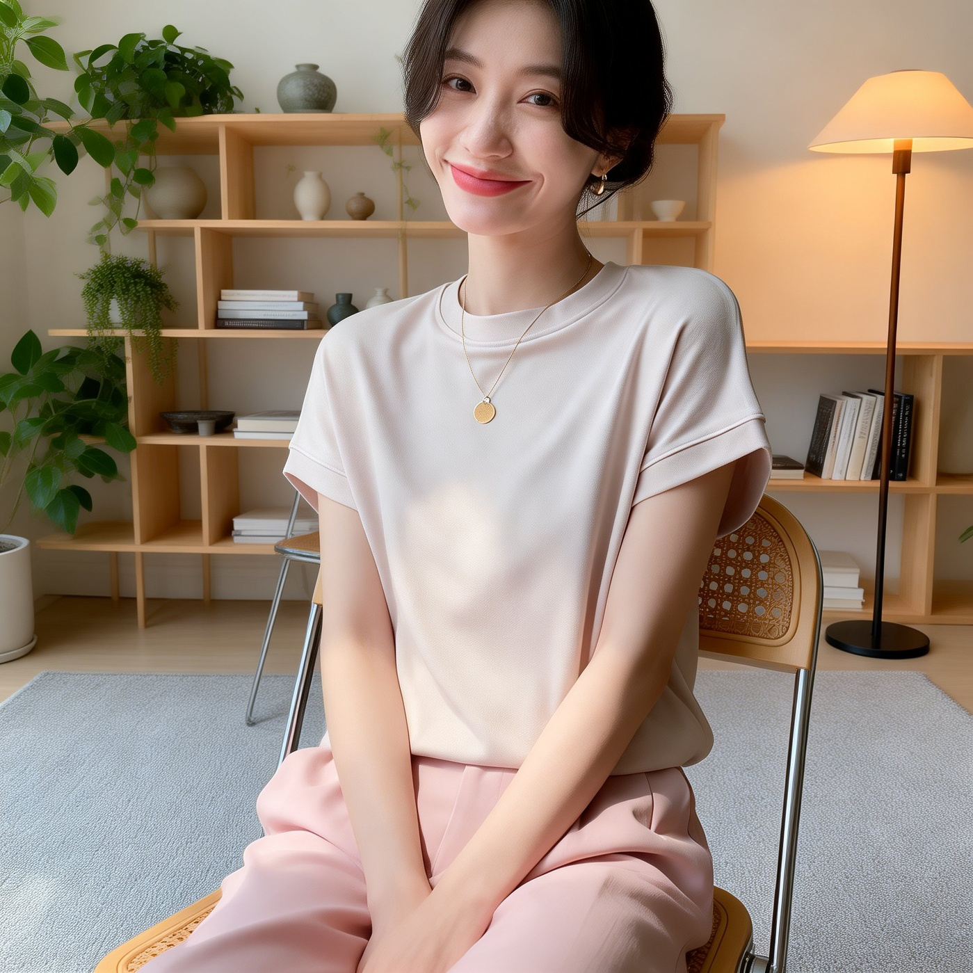 レディース バットウィングスリーブ 無地 万能Tシャツ