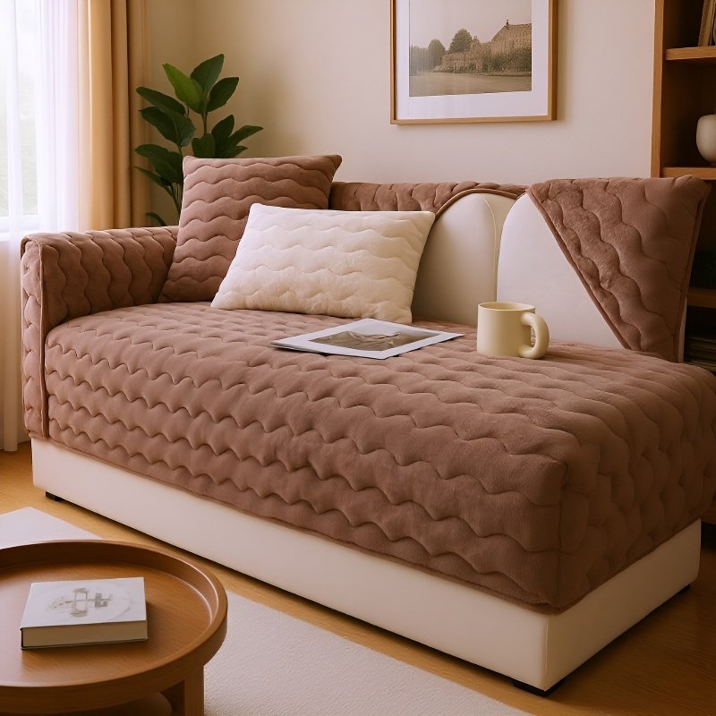 겨울 소파 커버 미끄럼 방지 두꺼운 보풀 대두 섬유 소파 커버 커버