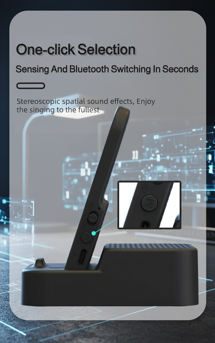 Wireless Speaker used as a phone stand on office desk