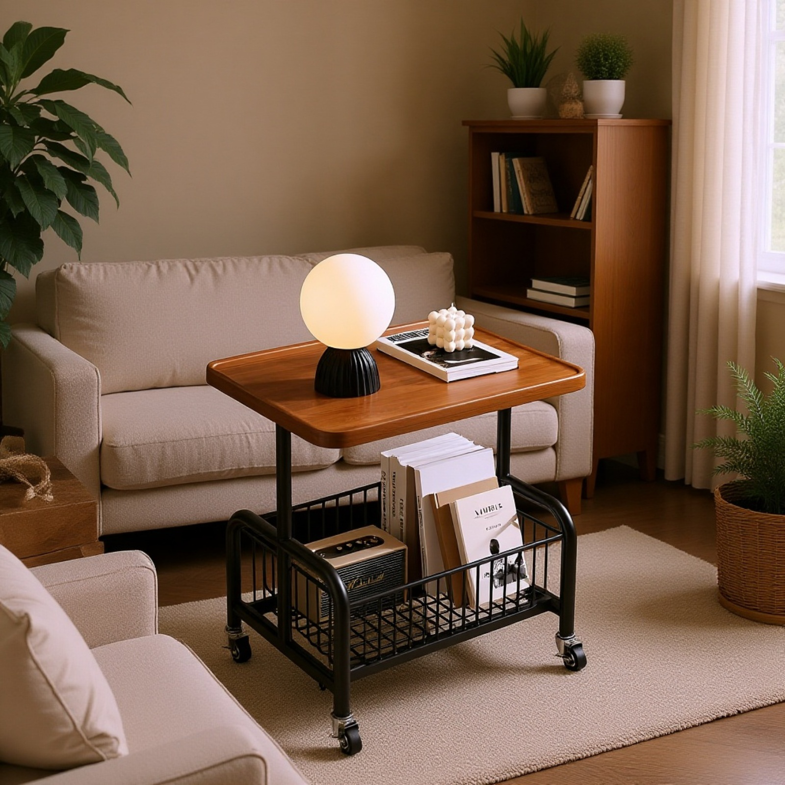 Domácí pojízdný regál na školní tašky, studentský psací stůl a knihovna na kolečkách