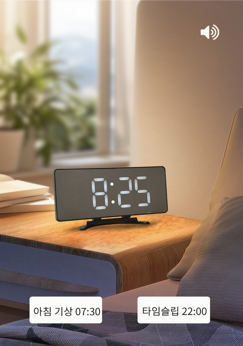편리한 알람 기능이 있는 디지털 시계