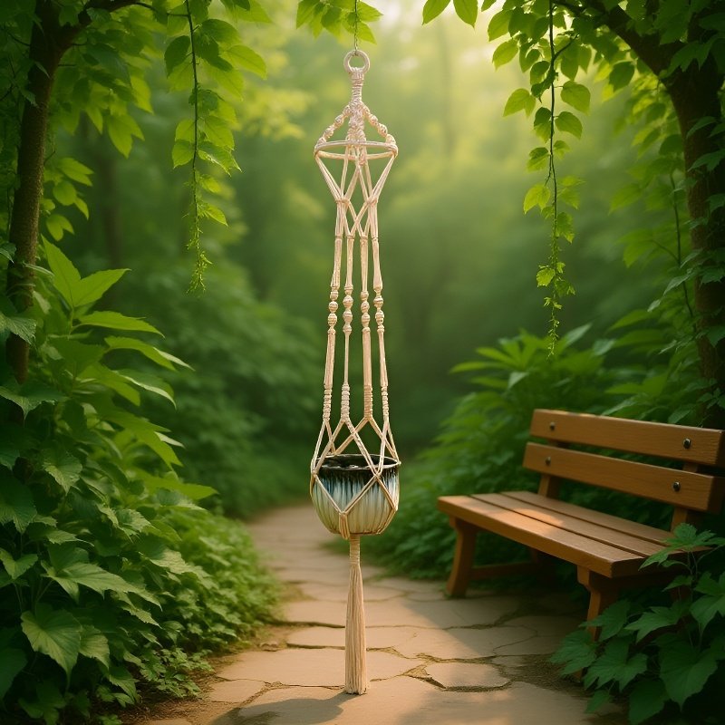 Macetero colgante de cuerda de algodón para plantas de jardín