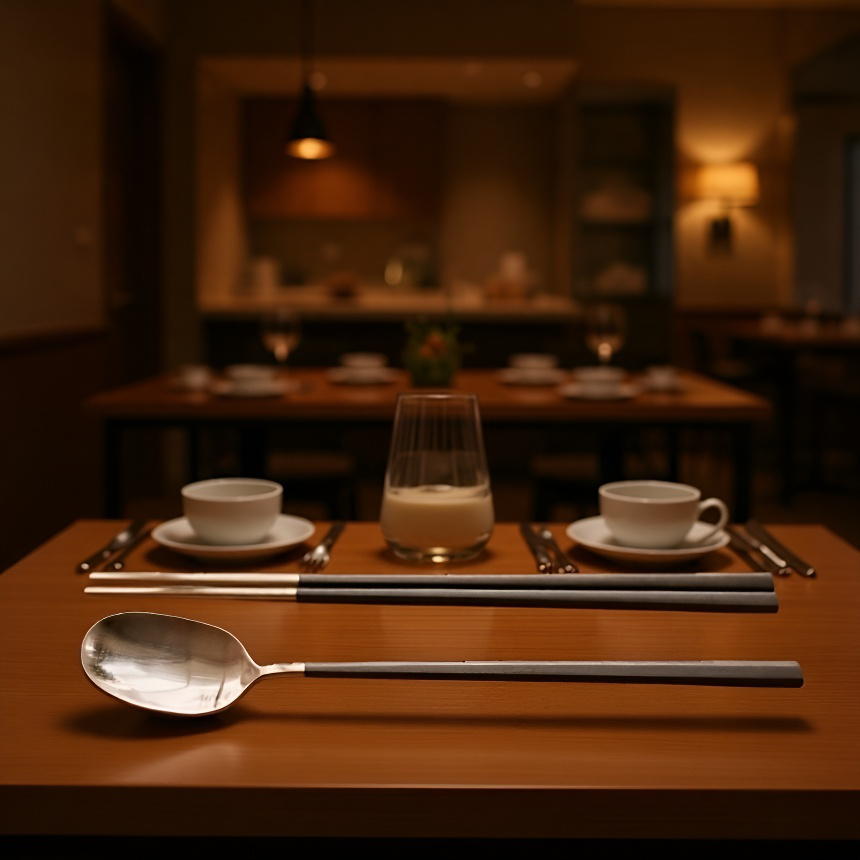 304 스테인리스 스틸로 제작된 휴대용 3종 식기 세트