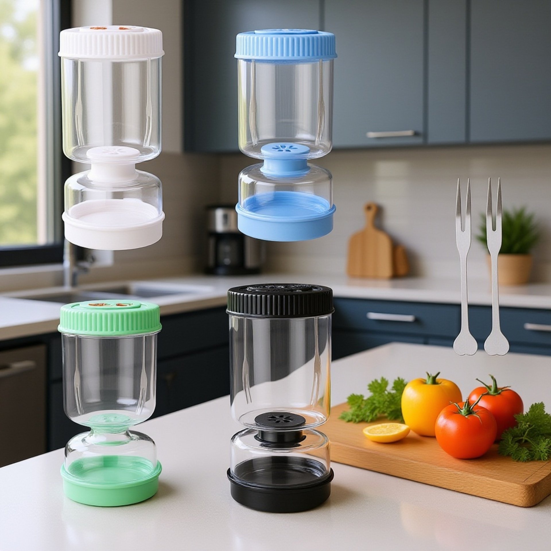 砂時計型保存瓶を手に持つイメージ