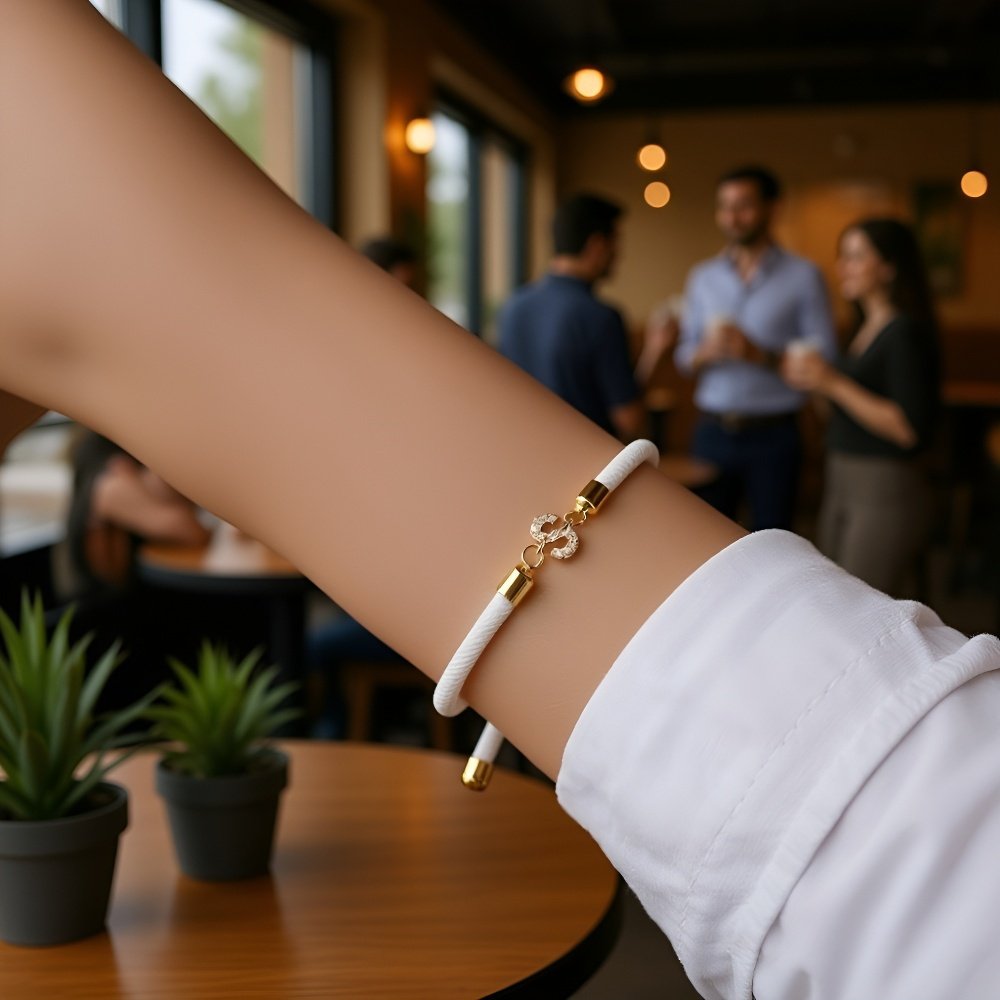 Náramek s písmenem a diamanty, ručně pletený, 26 písmen