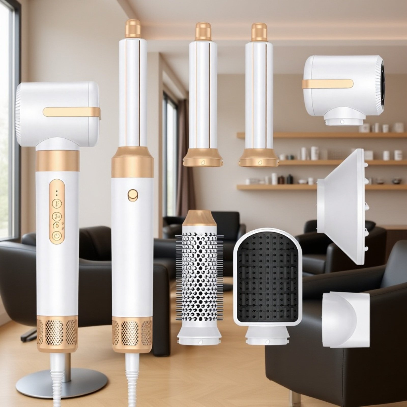 Haartrockner mit sieben Funktionen: Trocknen, Glätten, Locken und mehr