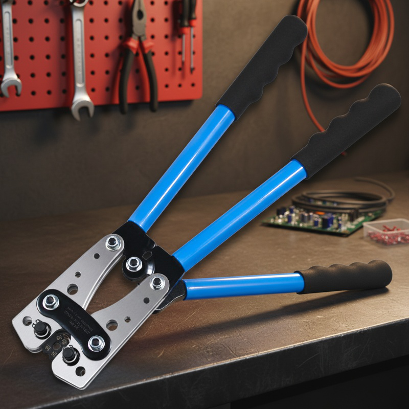 大型ケーブルカッター圧着セット 冷圧端子クランプ ノーズベア圧着プライヤー 裸圧着ケーブルカッター