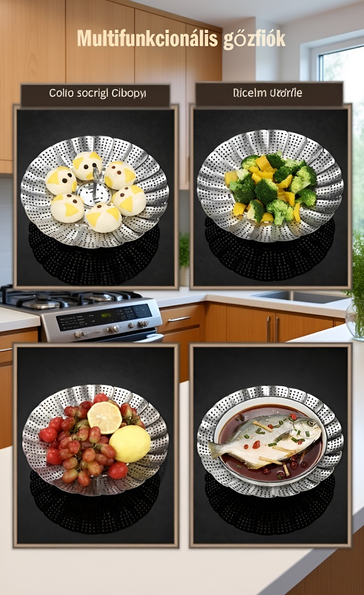 Többfunkciós pároló kosár különböző ételekhez