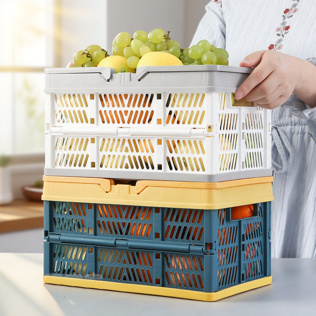 Skládací multifunkční nákupní úložný koš