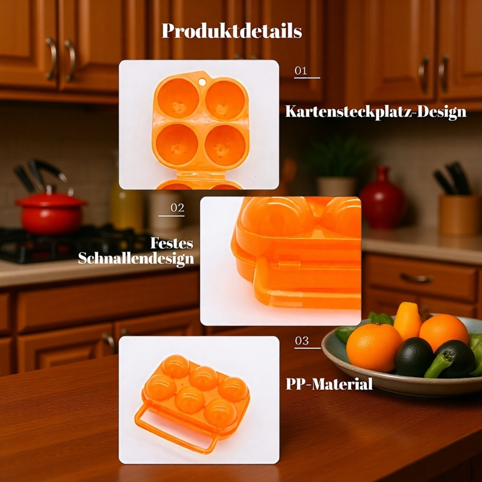 Tragbarer 6-Fächer Eierbehälter für den Außenbereich