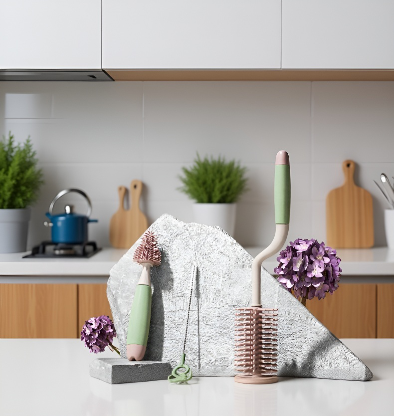 Space-saving baby bottle holder on kitchen counter