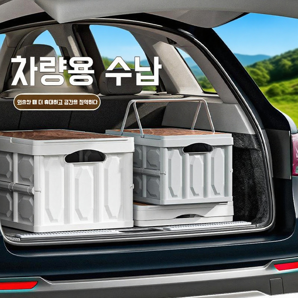 자동차용 다용도 수납함에 다양한 용품 정리