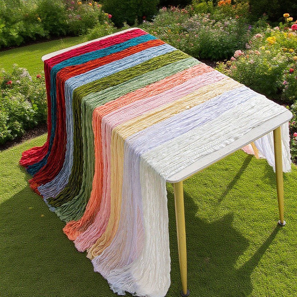 軽やかな糸のしわとしわのある布のテーブル旗