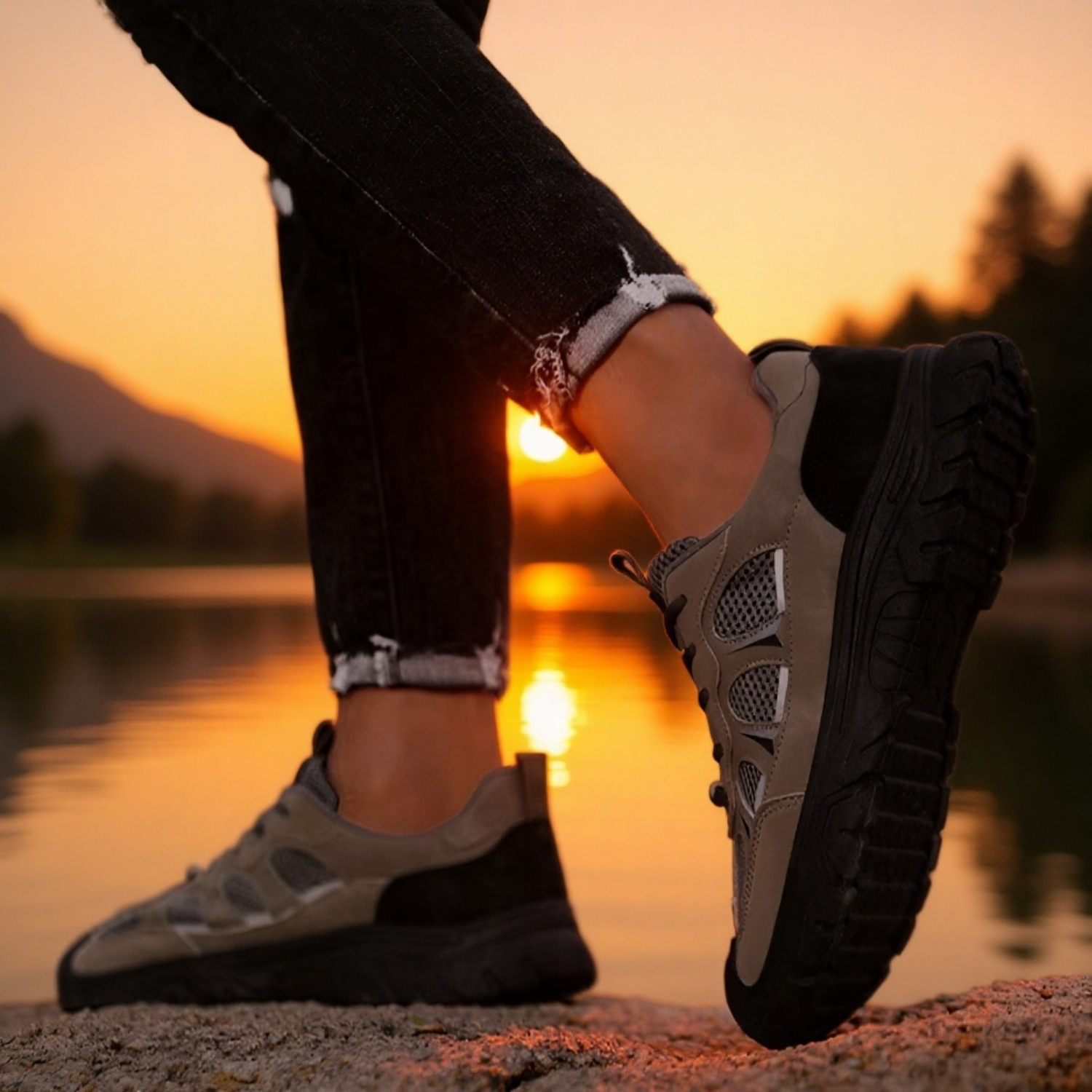 ソフトソールシューズメンズ2025新しい滑り止め耐摩耗労働保護靴アウトドア通気性ハイキングシューズスポーツメンズシューズ