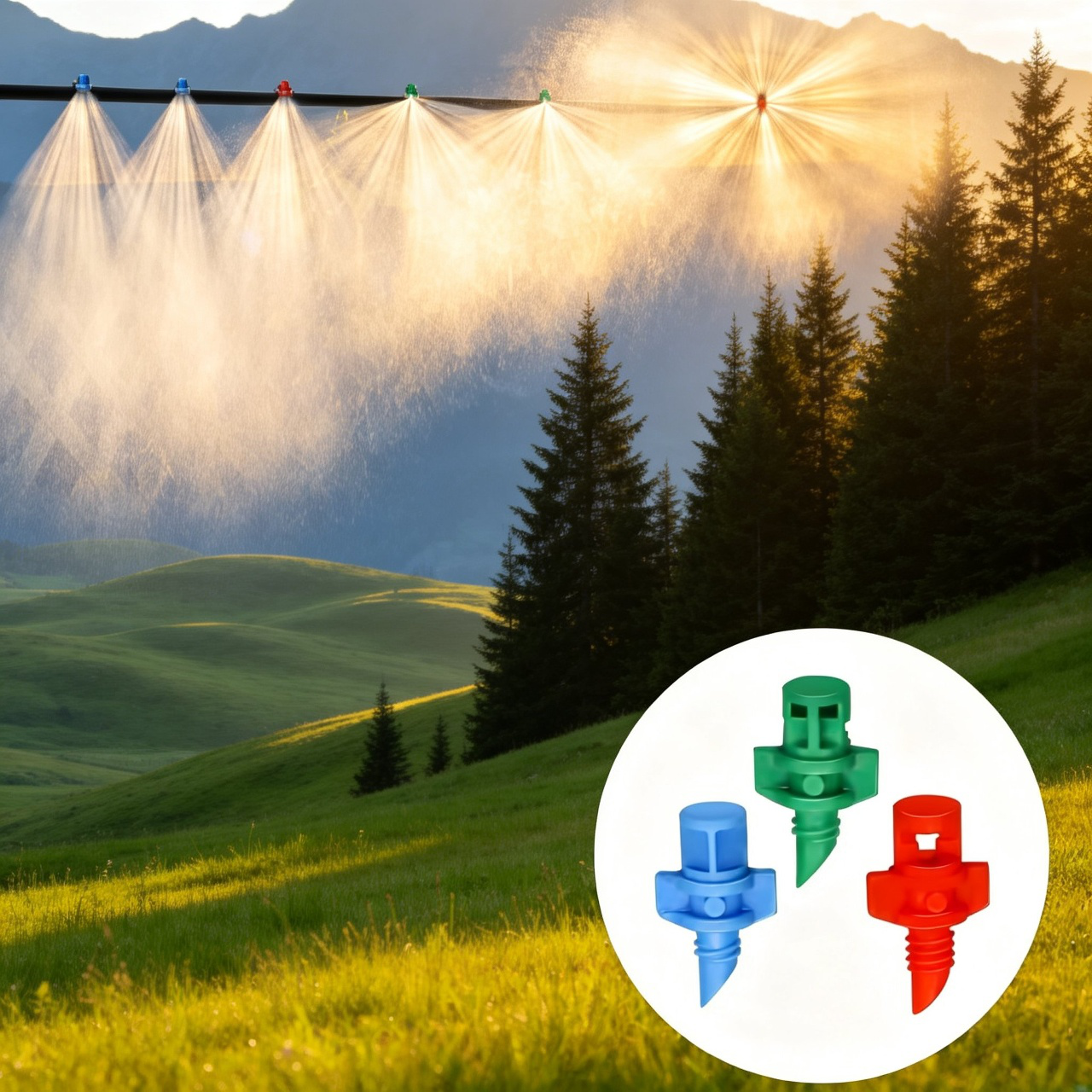 Tropfbewässerung Rasen-Sprinkler installiert im Innenhof