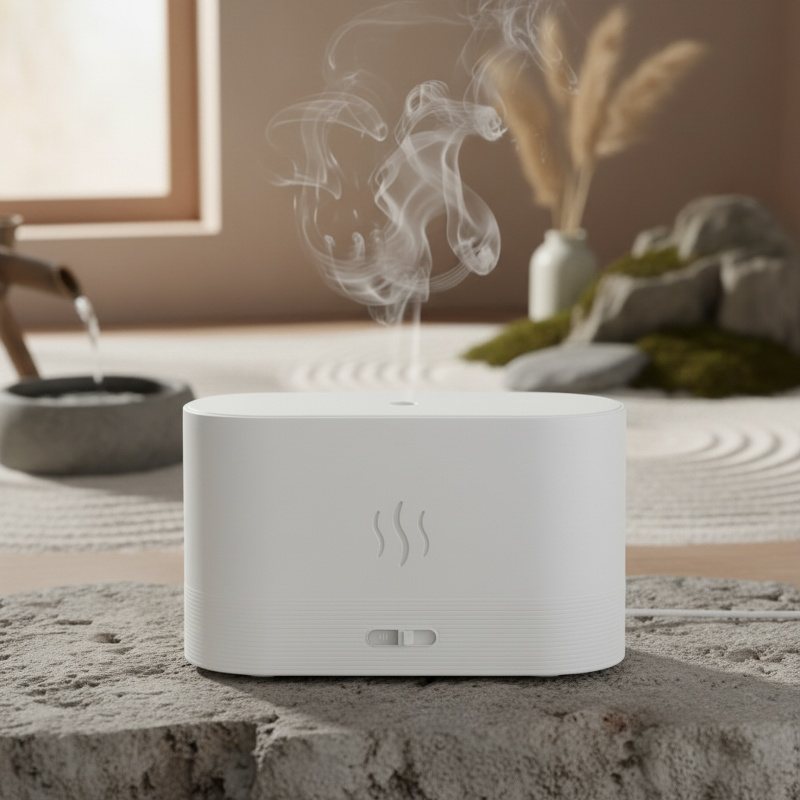 Humidificador ultrasónico con efecto llama y aromaterapia para el hogar