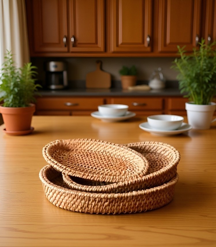 Picnic setup with wicker bread basket